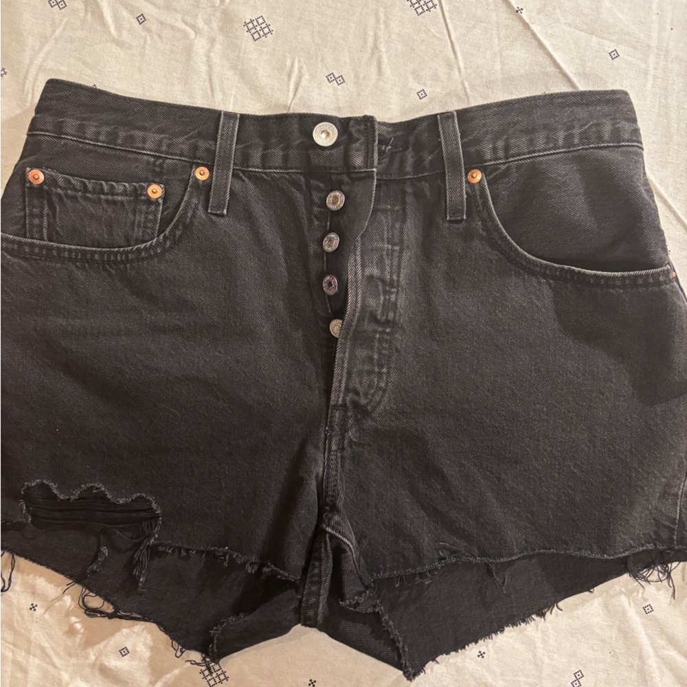 Levi's Black Distressed Women's Denim Shorts